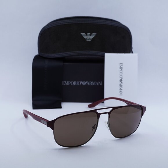Emporio Armani EA2144 336673 Rectangle Sunglasses - Gunmetal/Burgundy - Picture 8 of 11